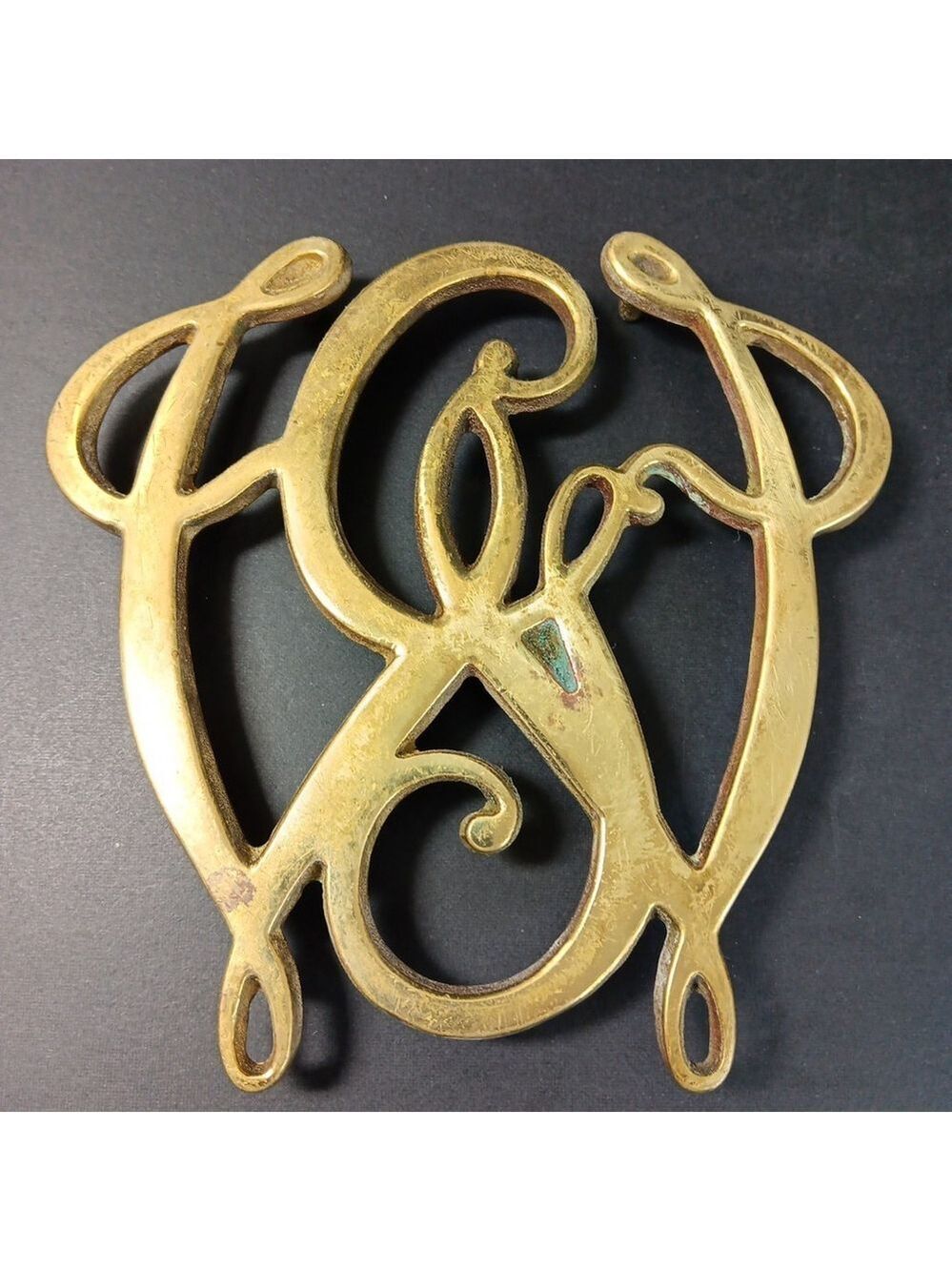 Virginia Metalcrafters George Washington Cypher Bicentennial Brass Trivet GW